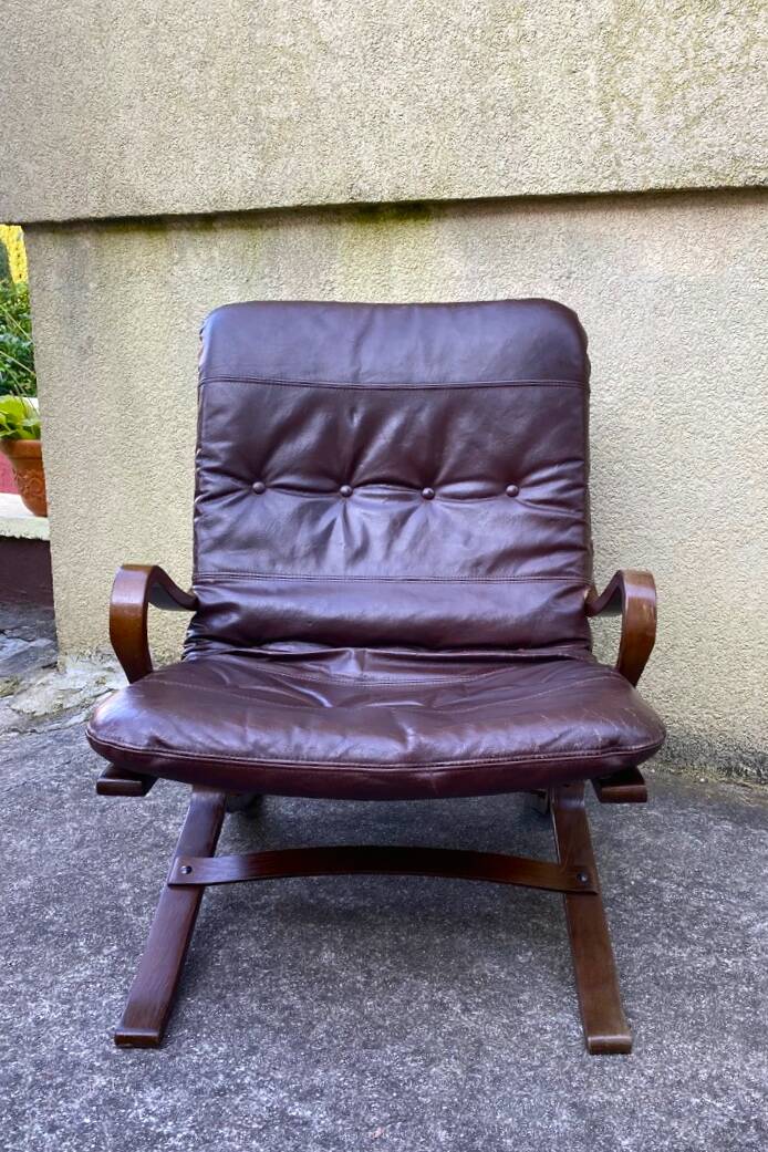 Siesta designer armchair, Scandinavian, leather, 1960s, 70s