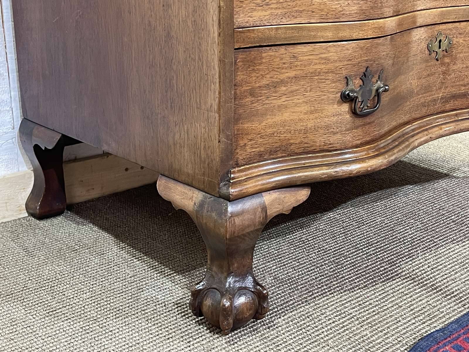 1930s English curved mahogany back desk