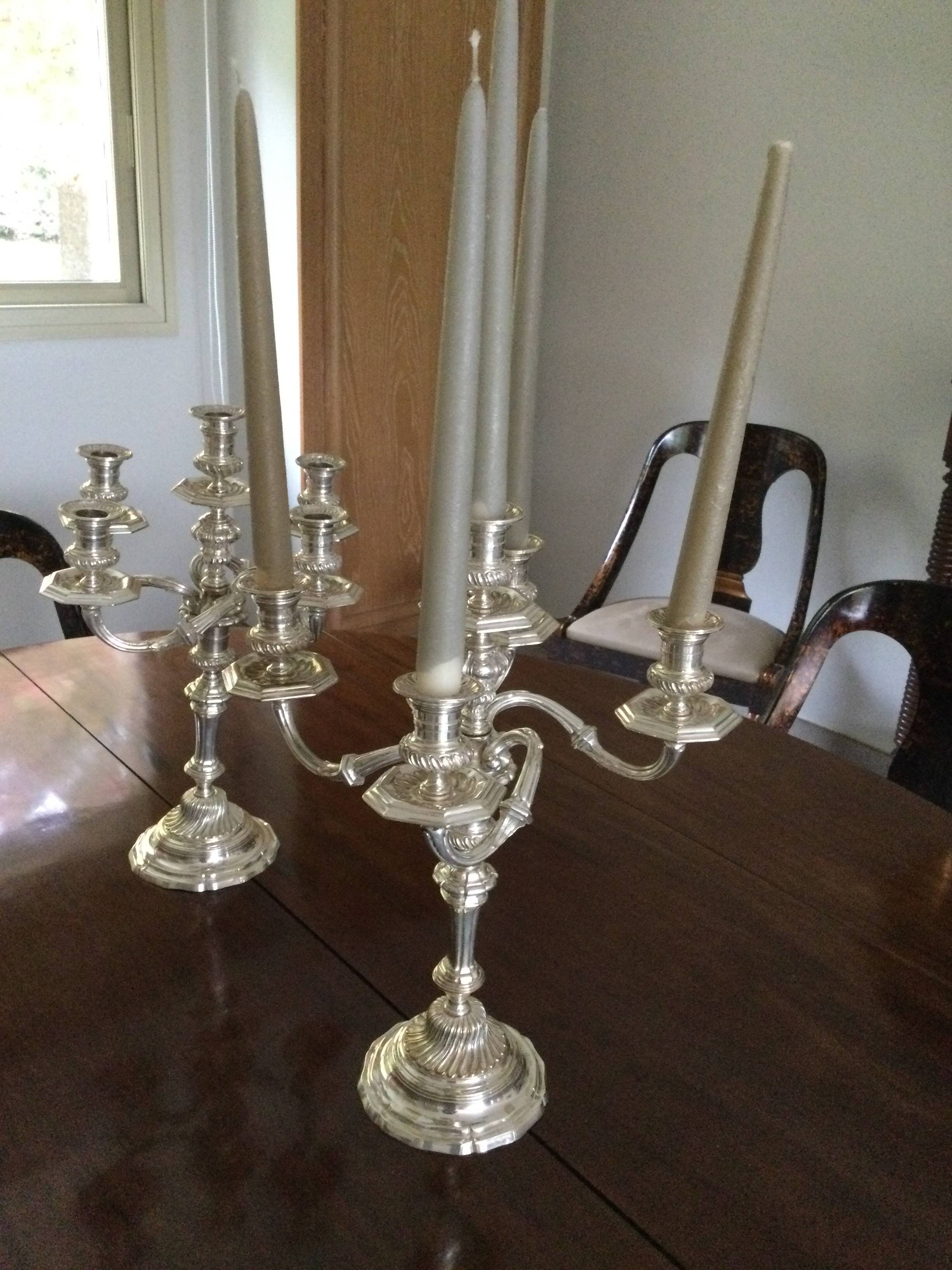 2 old silver bronze candlesticks