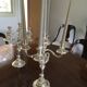 2 old silver bronze candlesticks