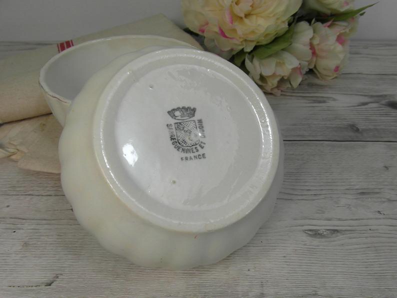 2 Digoin white ceramic milk coffee bowls