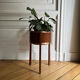 Porte-plante scandinave vintage en teck et cuivre, Suède, années 1960