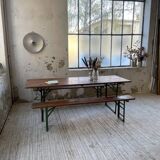 Guinguette table and its 2 benches