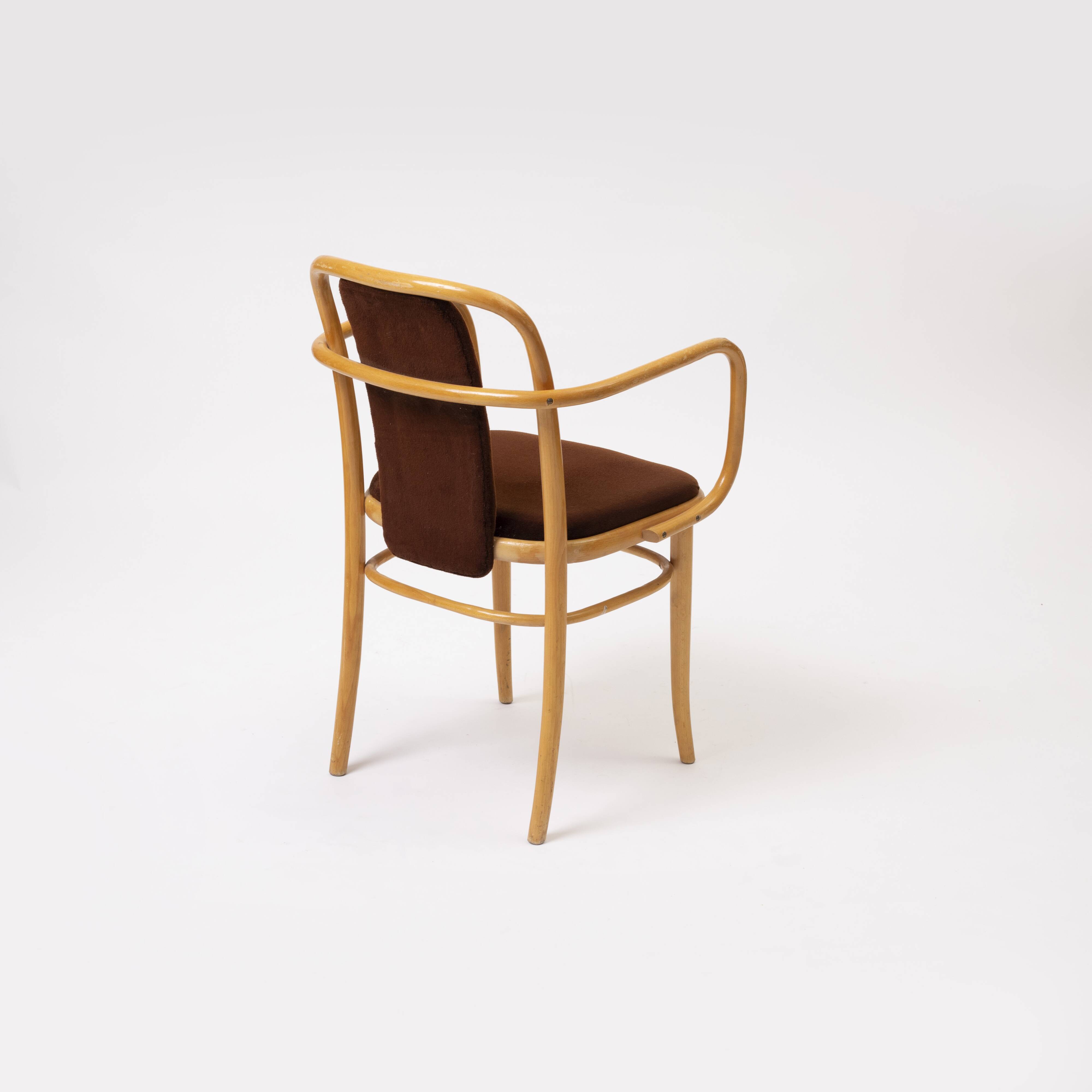 Set o 4 bentwood chairs in brown velvet by TON