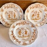 6 assiettes creuses Longchamp décor Moustier Olérys