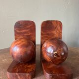 Art Deco bookends in elm burl