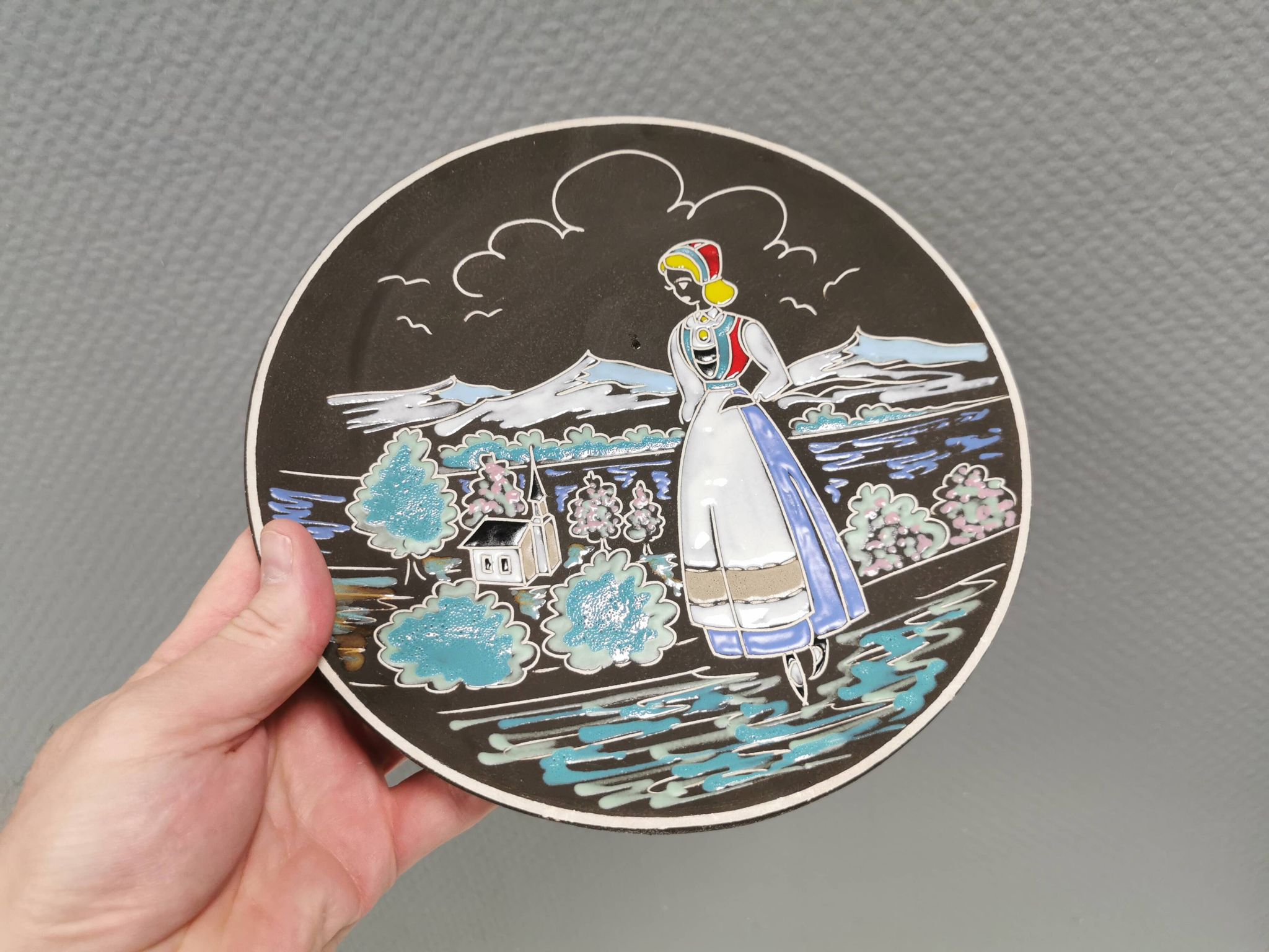 Ceramic Wall Plate by Arnold Wiig Factories (AWF) Norway 1950s