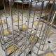 Set of 2 Vintage mid-century chrome wire poufs stools