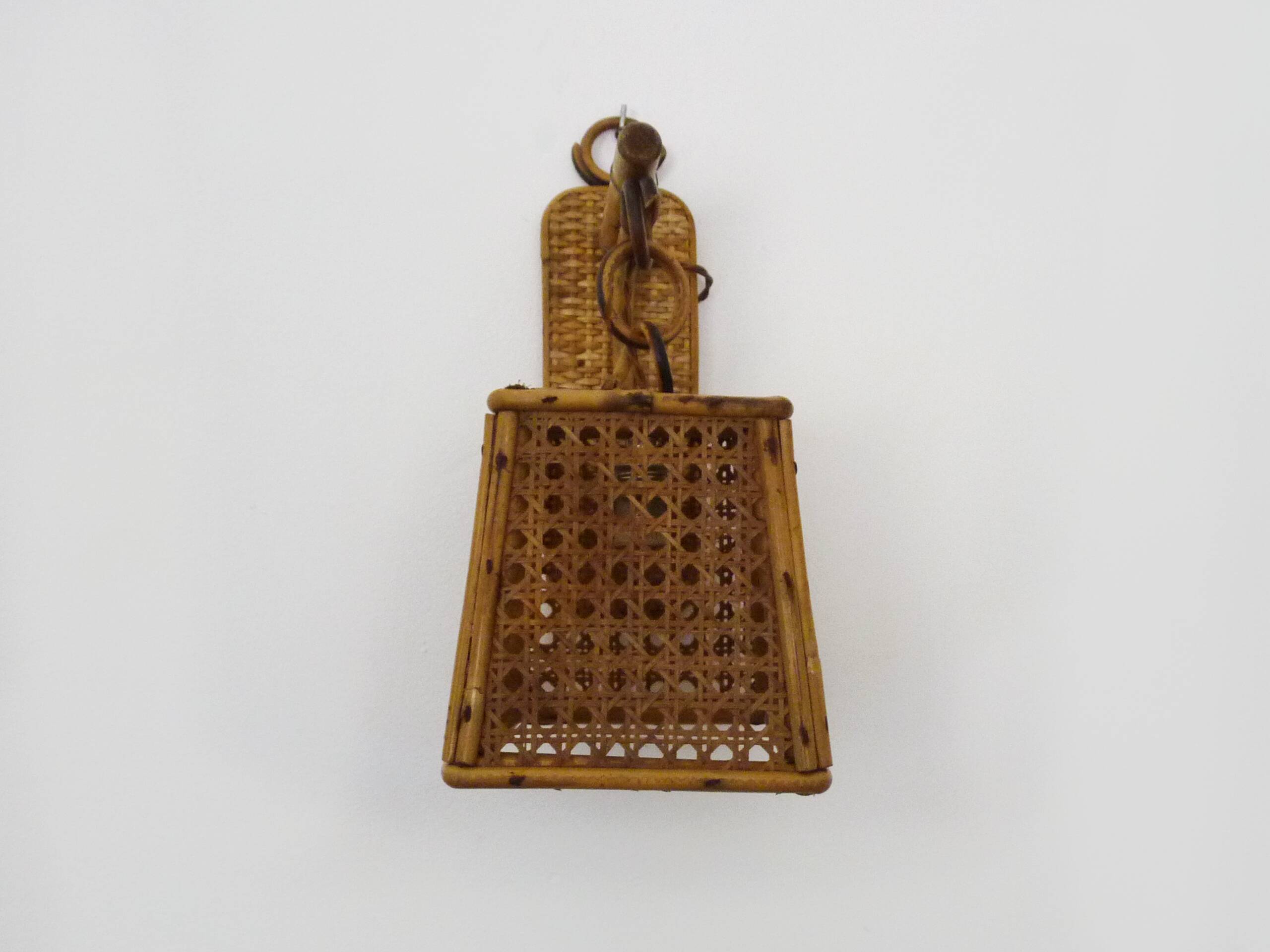 Rattan and cane lantern wall light. 1950s-1960s