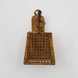 Rattan and cane lantern wall light. 1950s-1960s