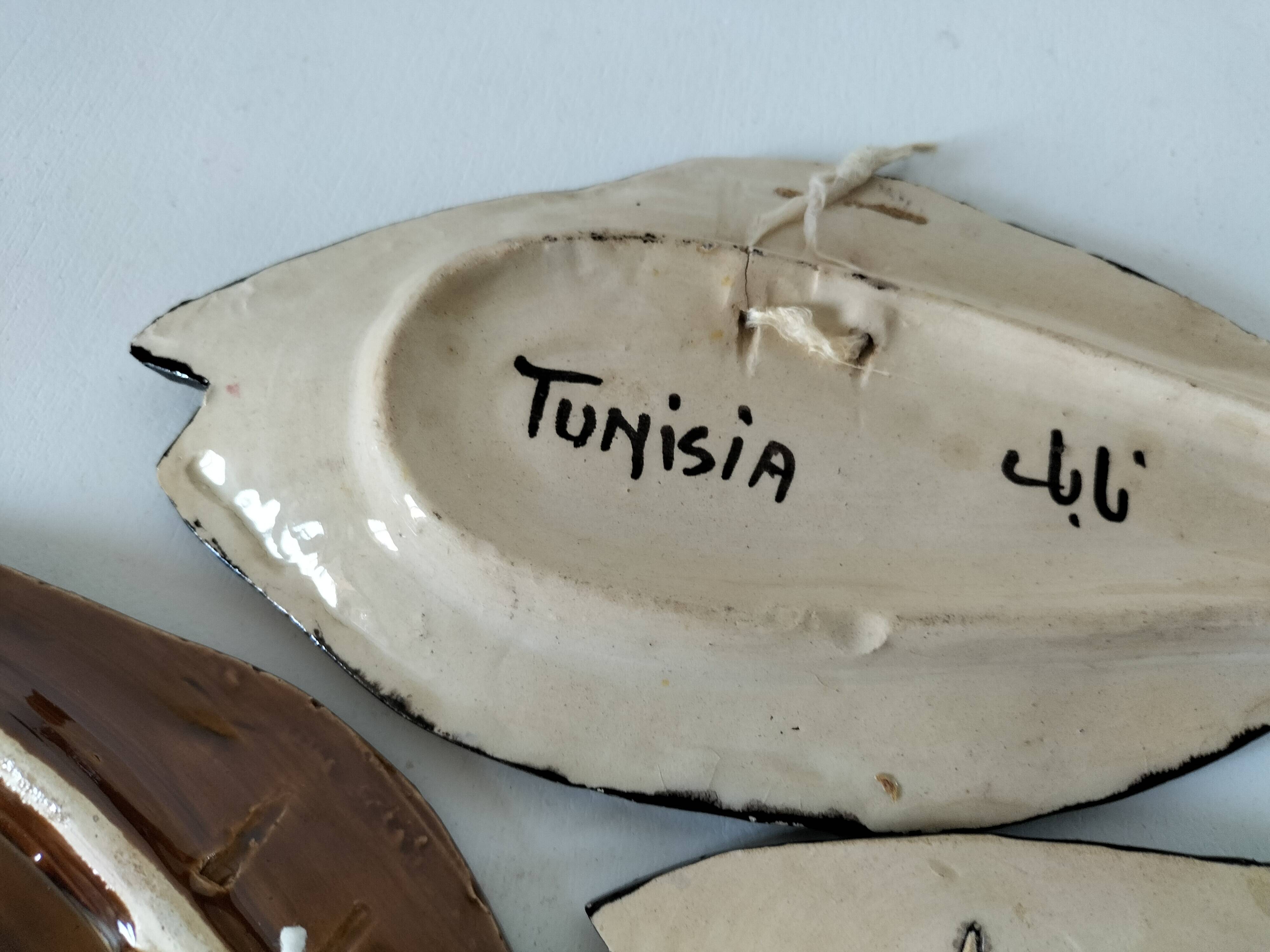 Trio of handcrafted ceramics from Nabeul (Tunisia)