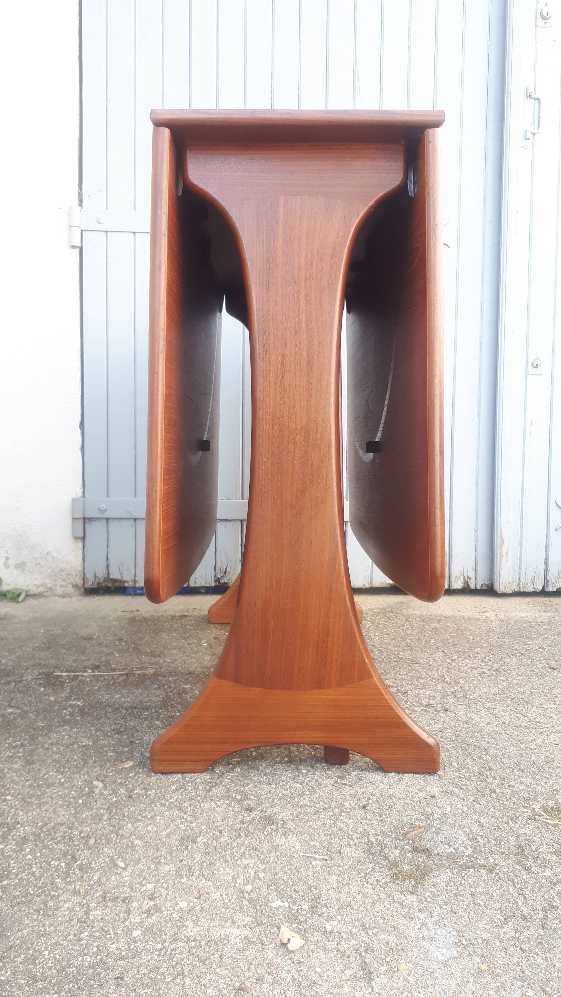 Vintage dining table console desk in teak and exotic wood from the 70s