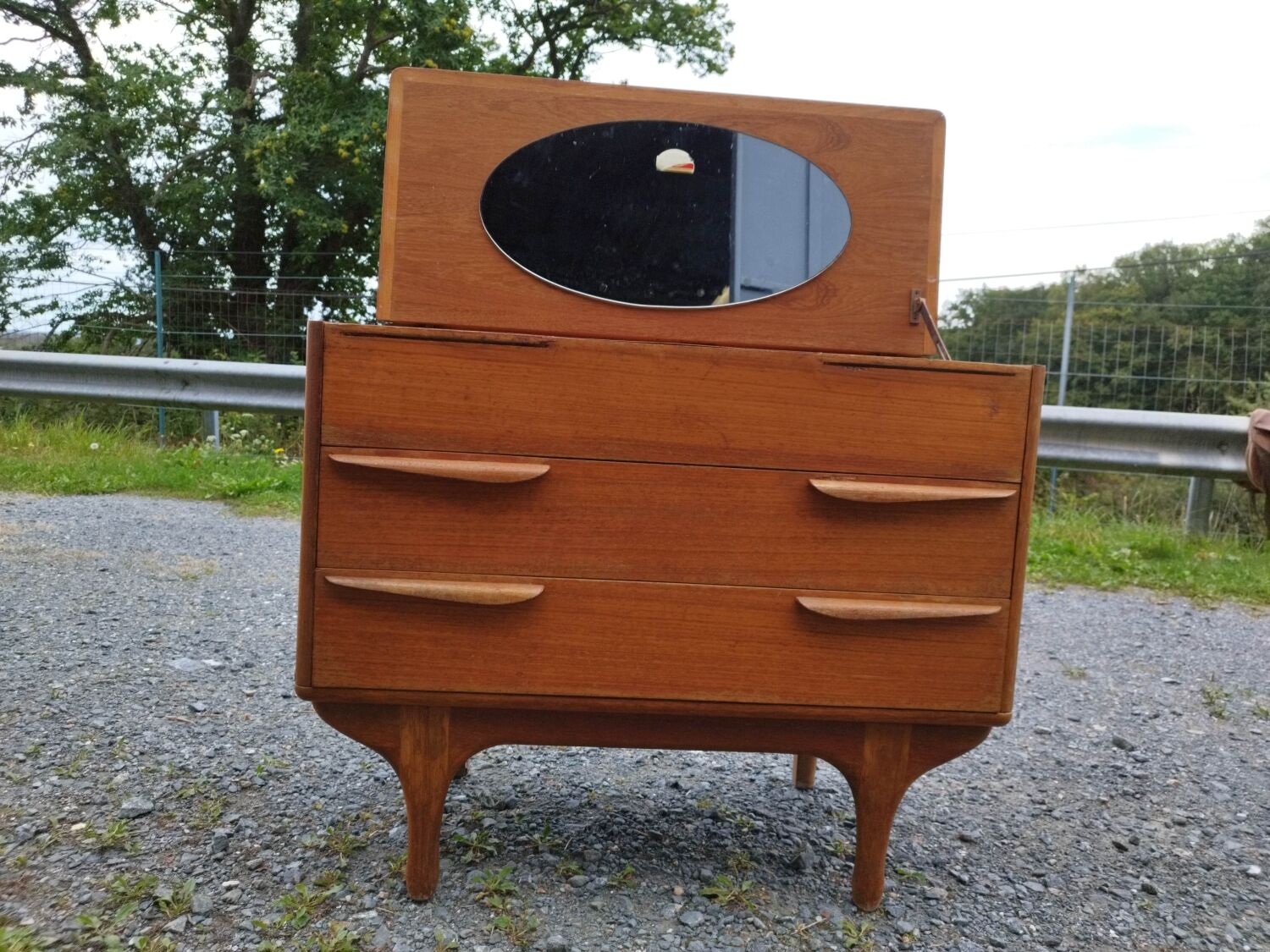 Scandinavian teak dressing table chest of drawers