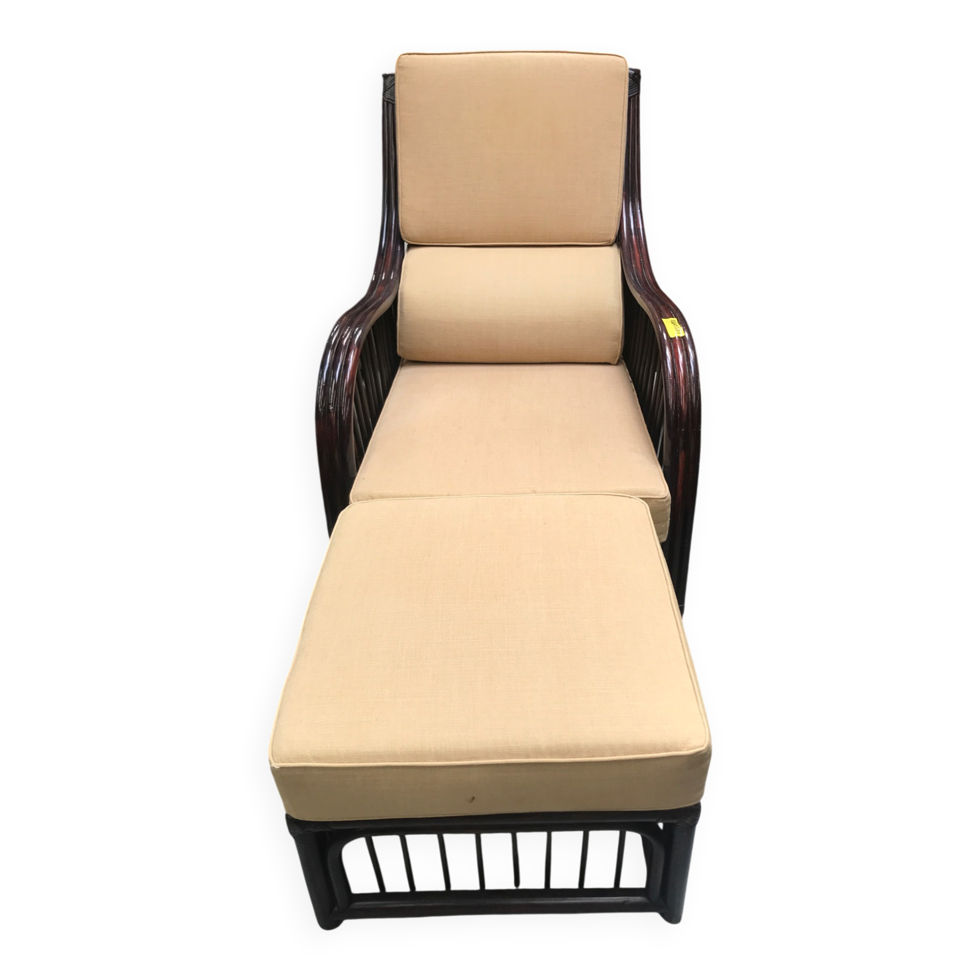 Rattan armchair and footrest
