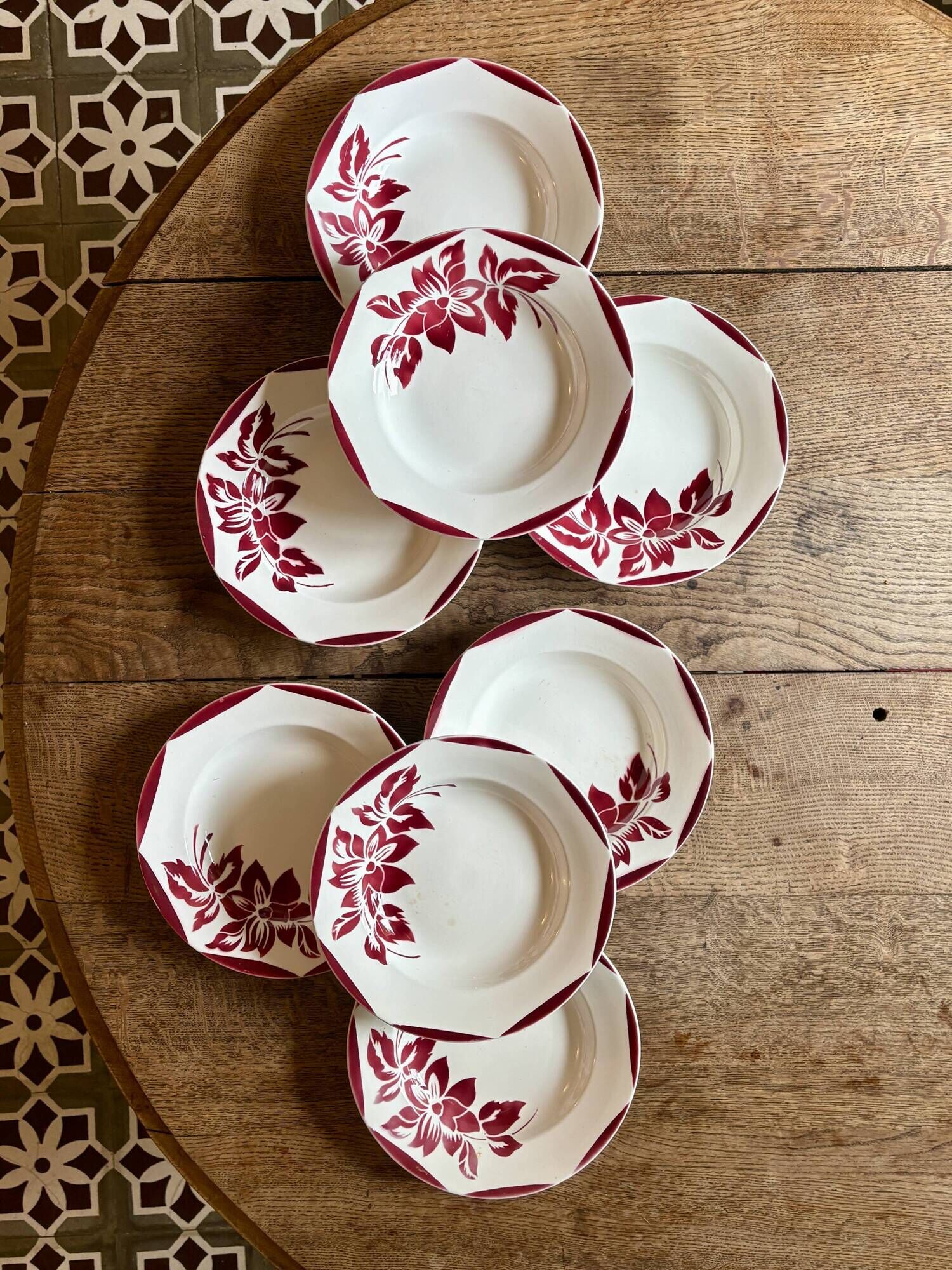 Lot de 8 assiettes creuses vintage, Jacky de Digoin
