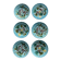 Set of 6 Barbotine Plates Sarreguemines Turquoise - Birds & Fruit