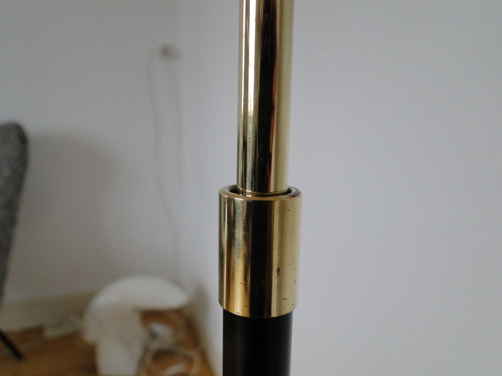 Adjustable vintage floor lamp by lunel 1950 france brass metal