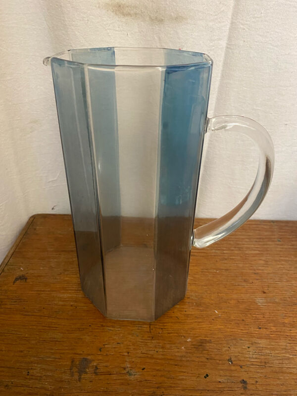 Service A Orangeade OCTIME Octogonal Carafe Verre Moulé + 6 Verres Vin