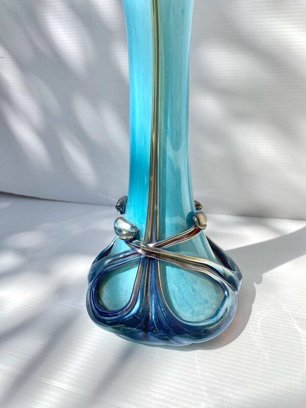 Vase biot verre soufflé signé silice création JM Operto