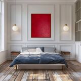 Abstract textured blood red on frame 100x81cm