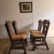 Lot de 4 chaises brutalistes en bois