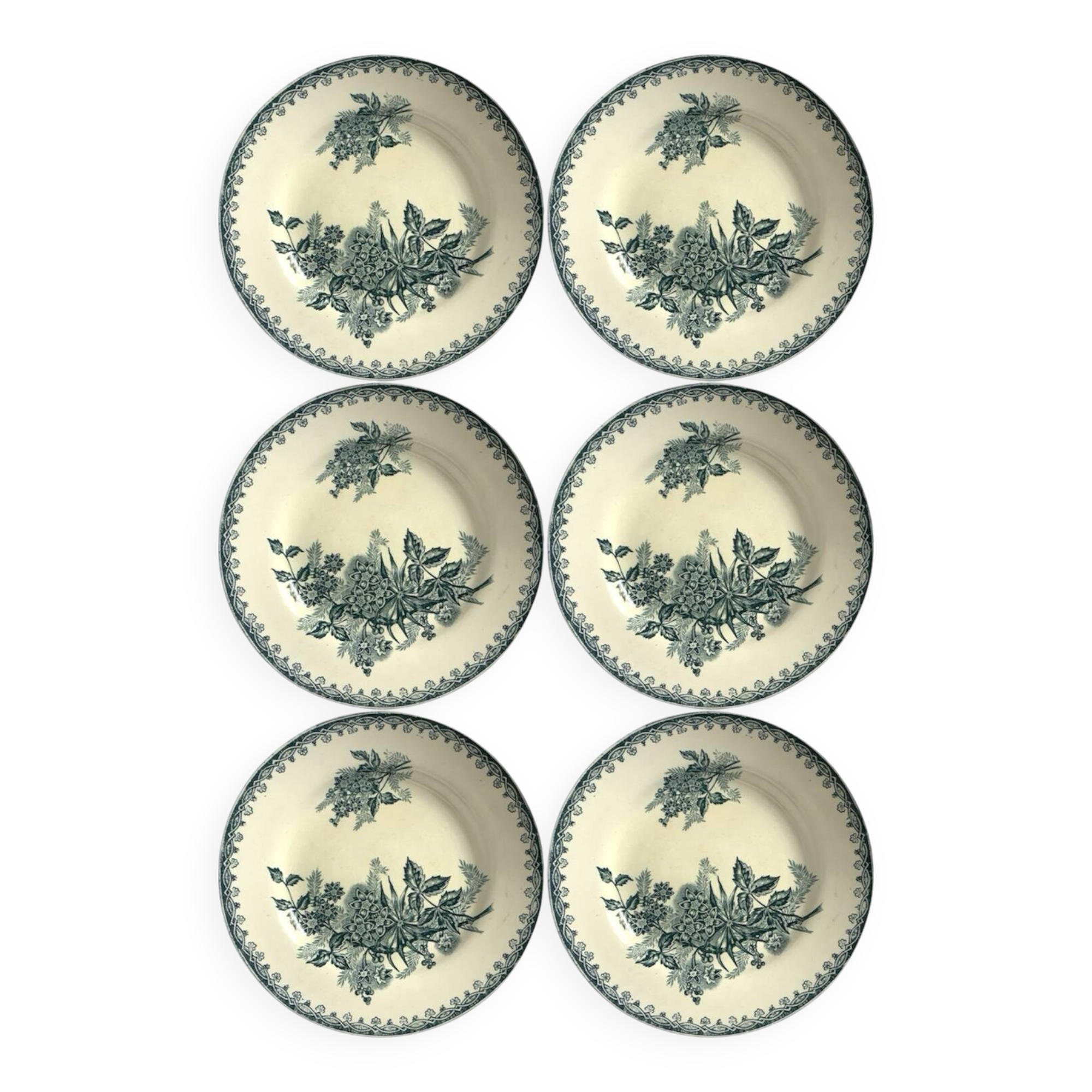 Set of 6 antique flat plates – Saint-Amand “Margot” model