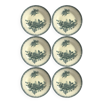 Set of 6 antique flat plates – Saint-Amand “Margot” model
