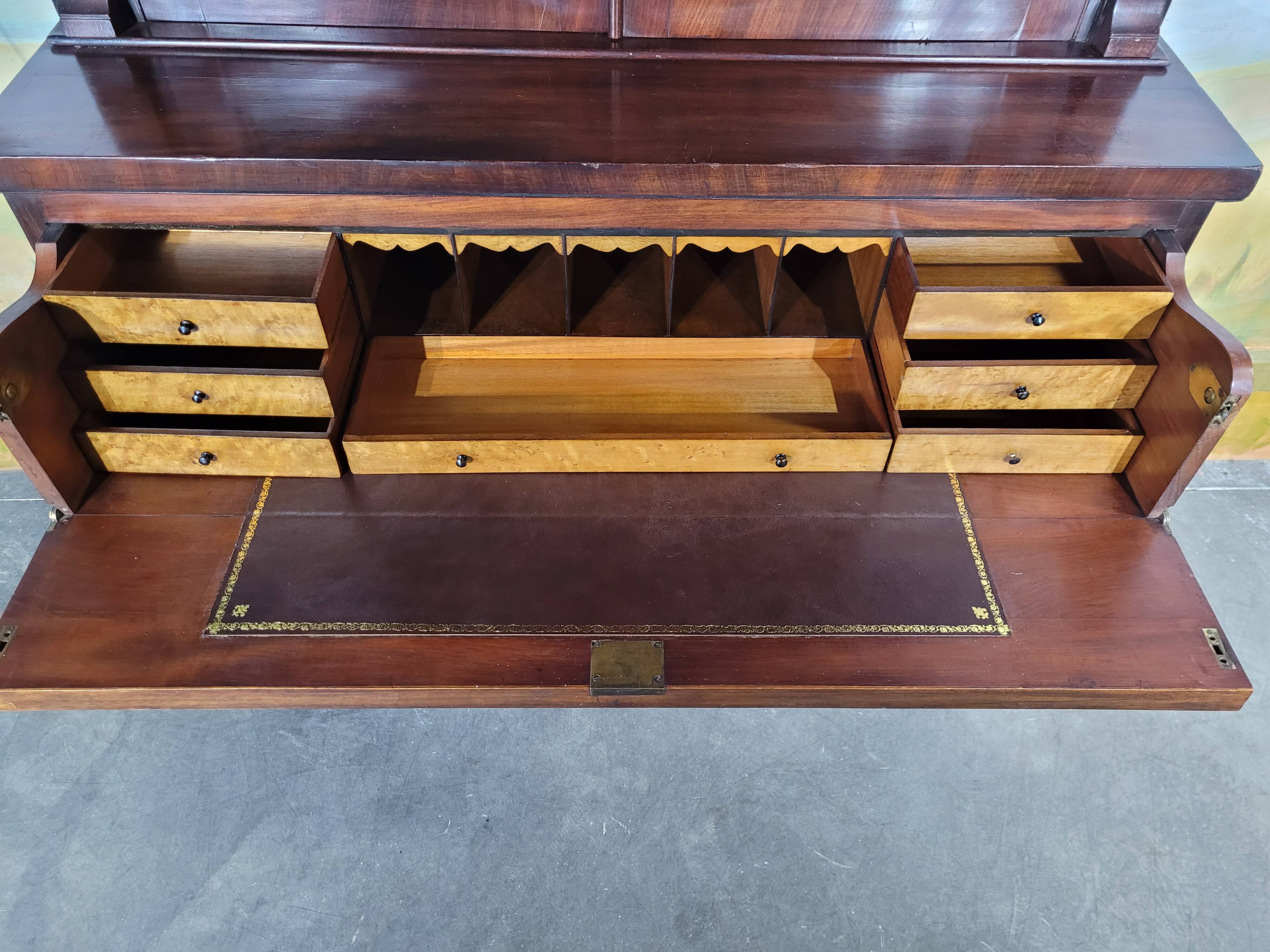 English mahogany desk bookcase