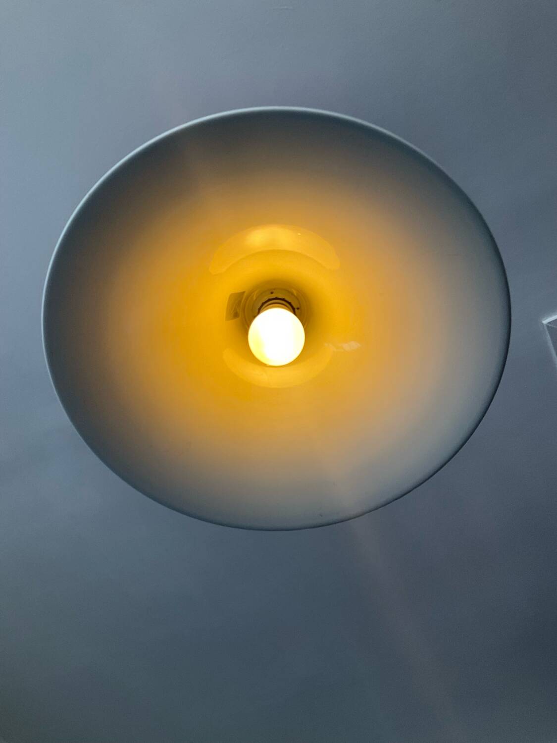 Space Age red metal saucer pendant light from the 70s-80s