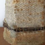 Table lamp with sandstone ball base and wool lampshade
