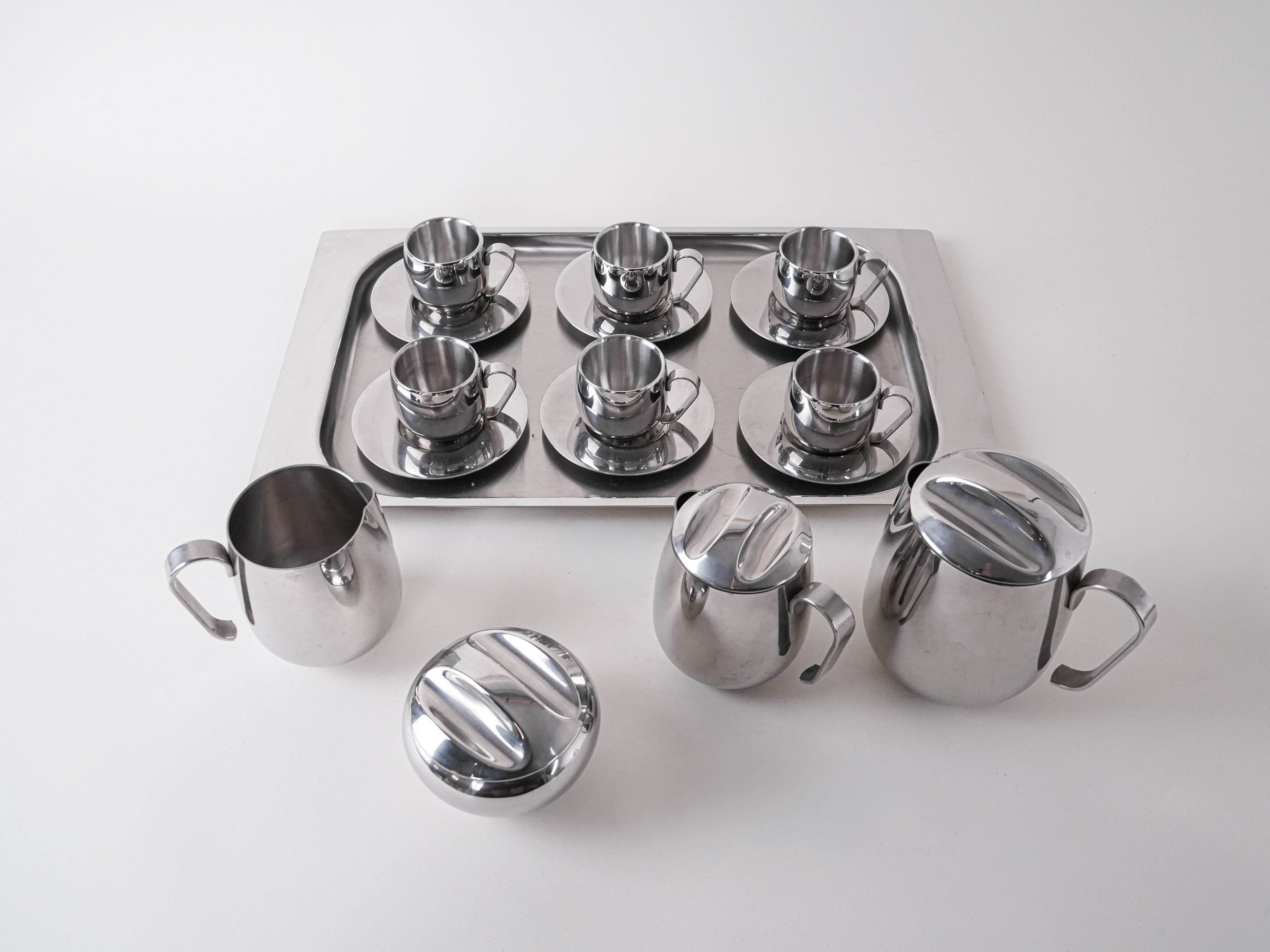 Coffee and tea set, Italian design, 1980s, made in Italy