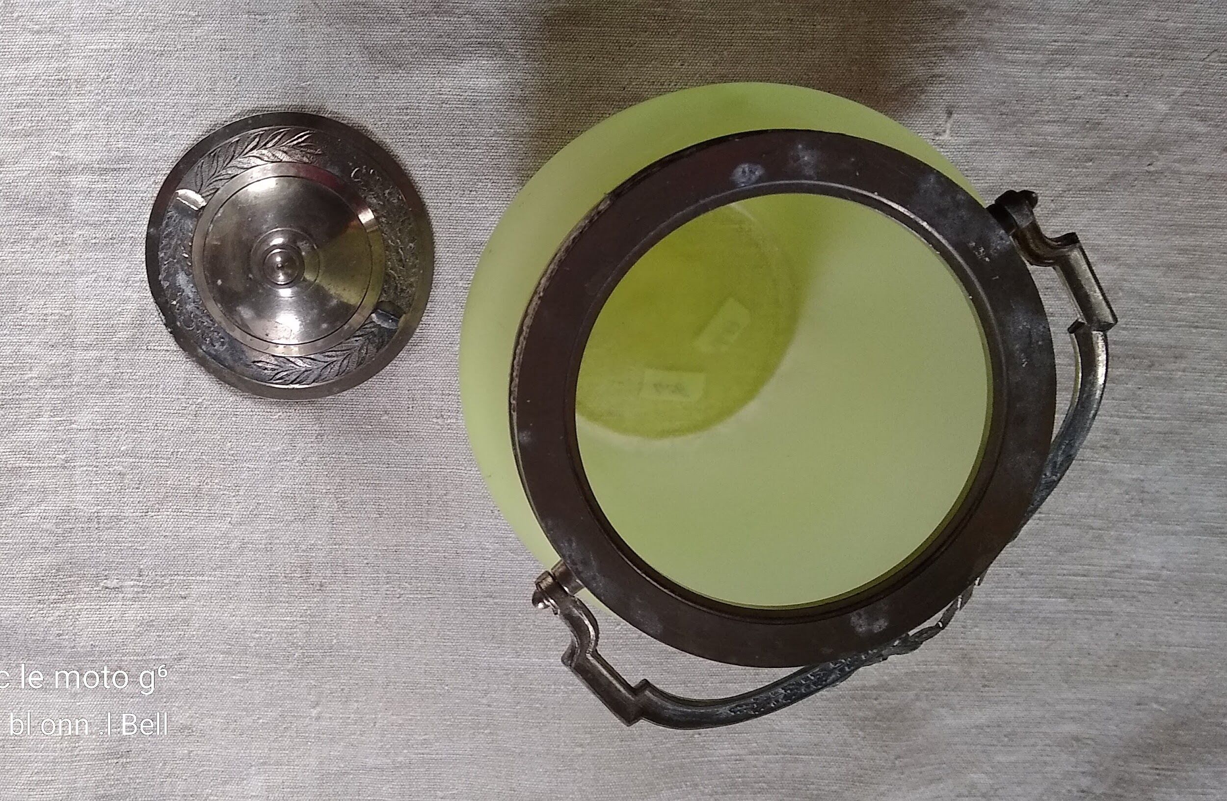Opaline green glass cookie jar