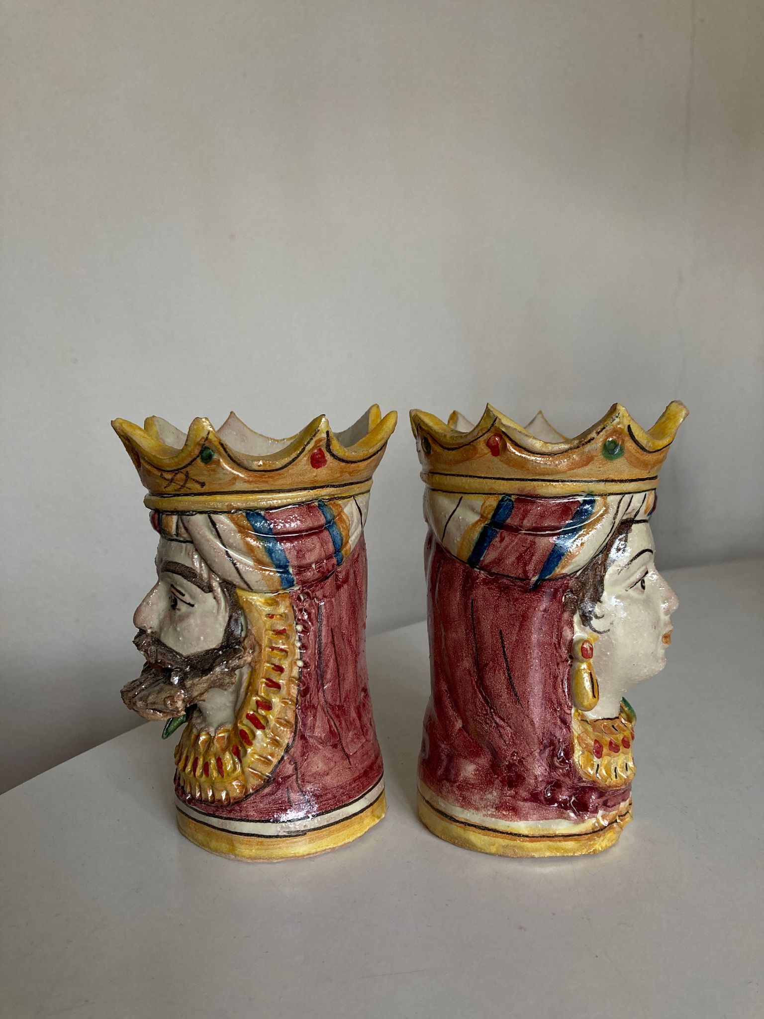 Pair of Moro head vases Caltagirone Italian design Sicily