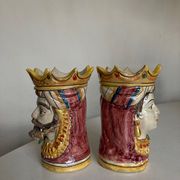 Pair of Moro head vases Caltagirone Italian design Sicily