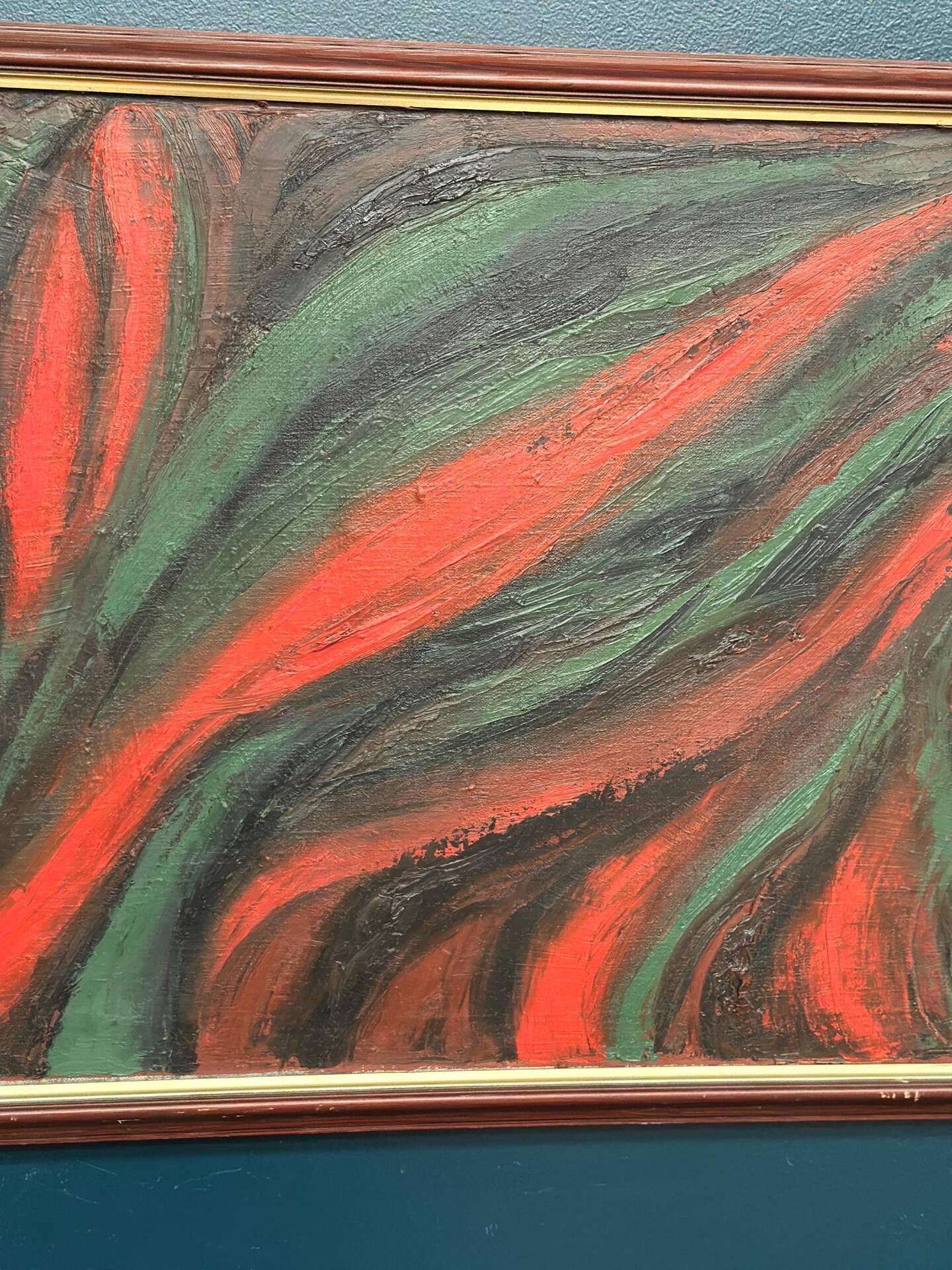 Original Swedish Oil on Canvas – Abstract Expressionist Composition – Vintage & Framed