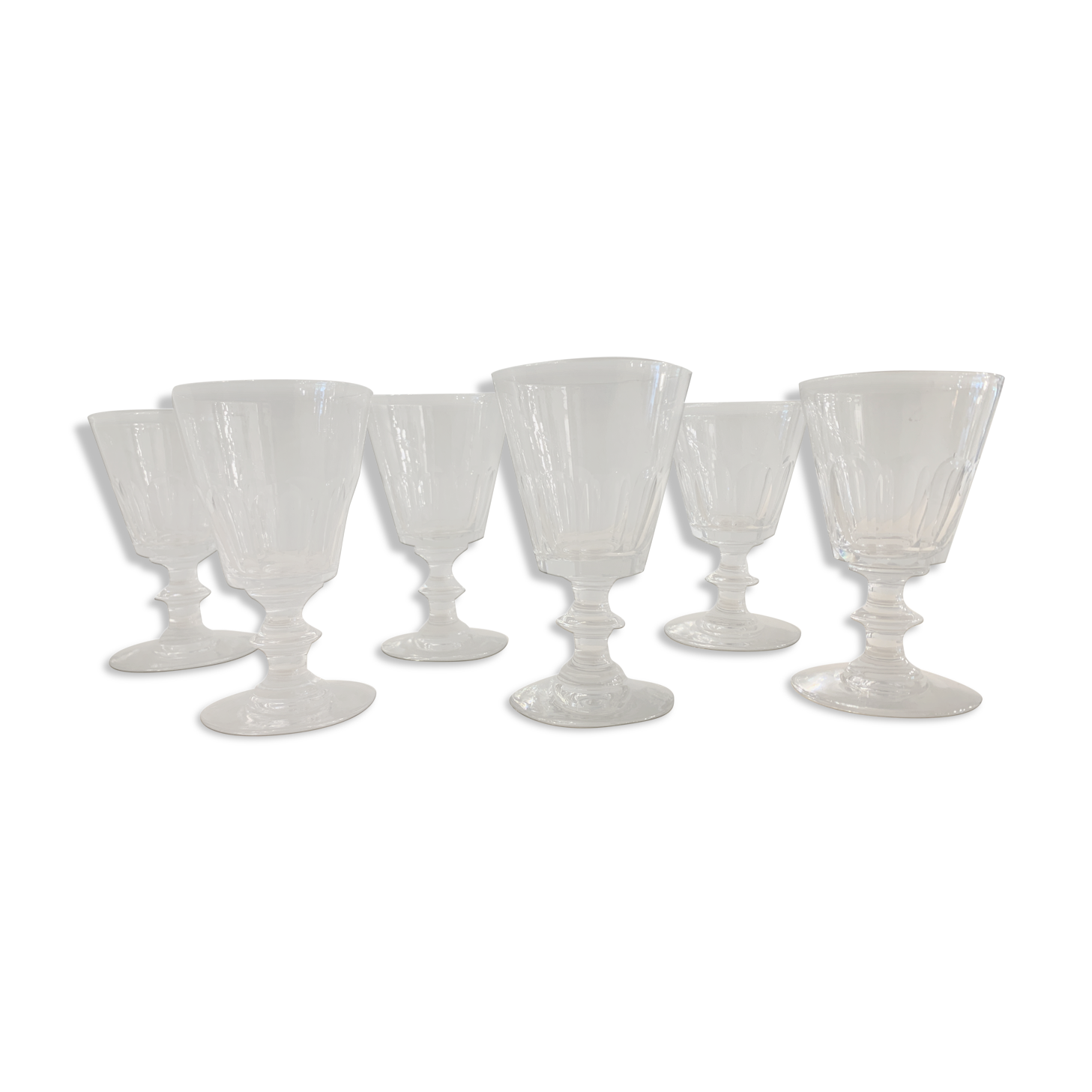 6 verres en cristal saint louis, modèle caton, xxème siècle