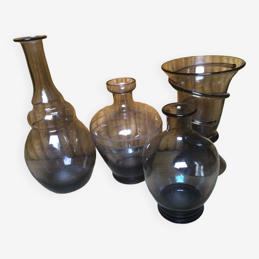 Lot 4 vases marron fumé | Selency