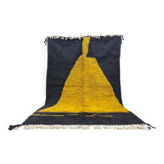 Tapis azilal noir, jeune en laine fait main 300cmx200cm