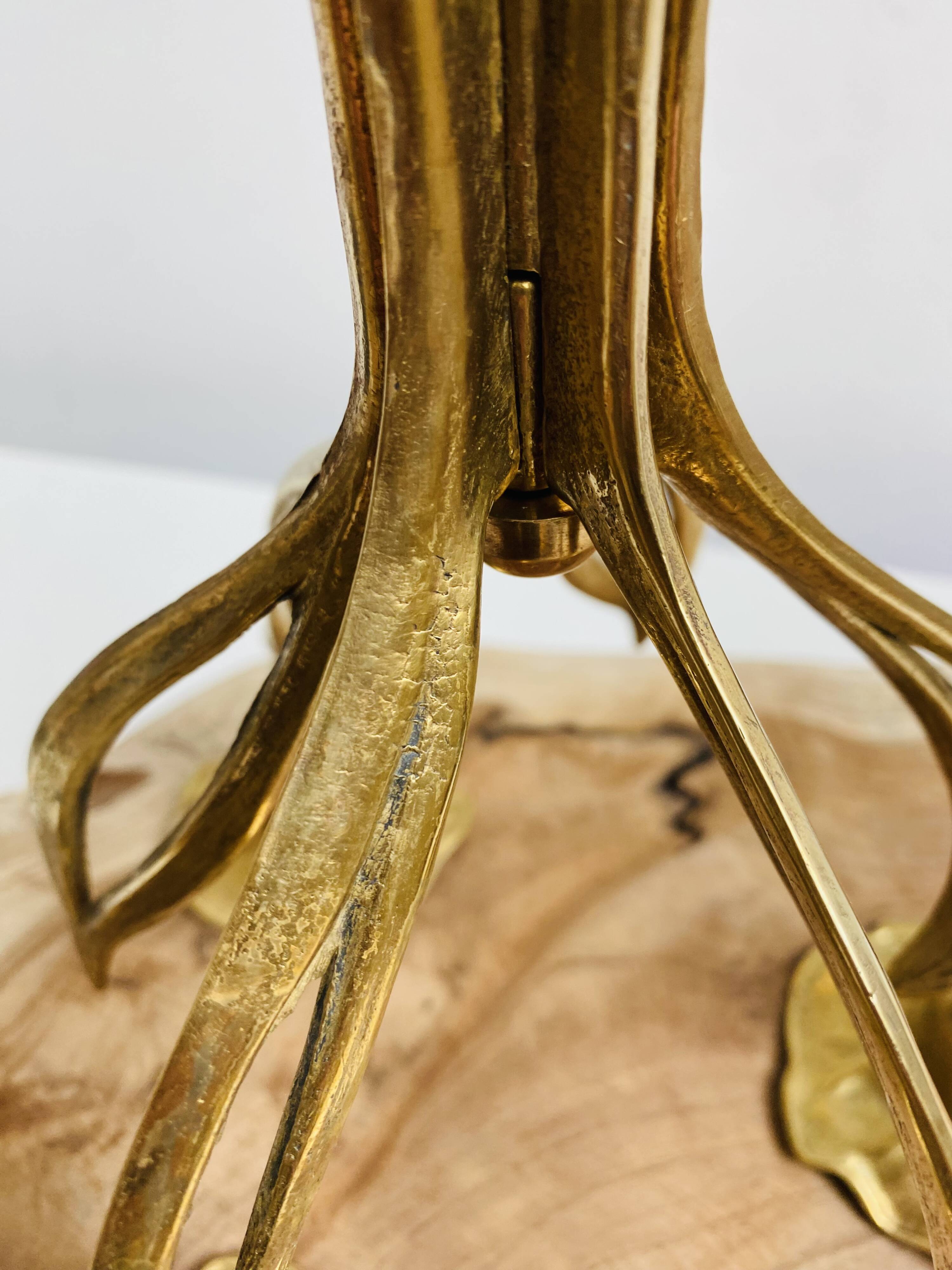 3-armed candlestick, brass flower bouquet
