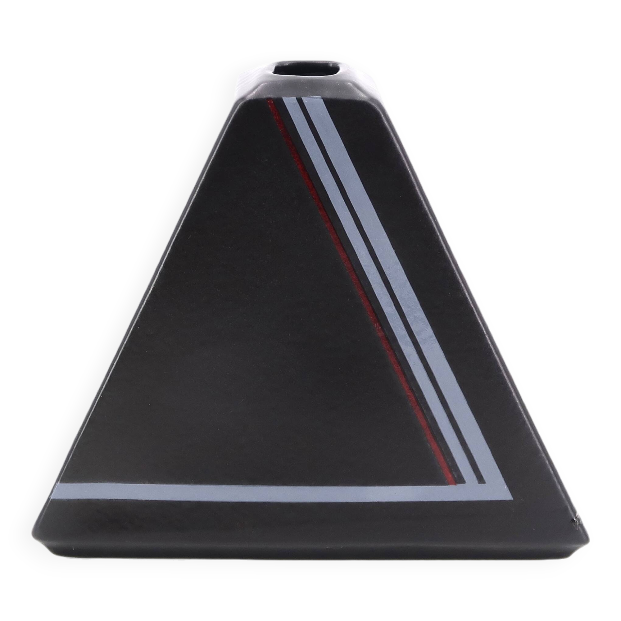 Black pyramid vase in Virebent porcelain, 1980s