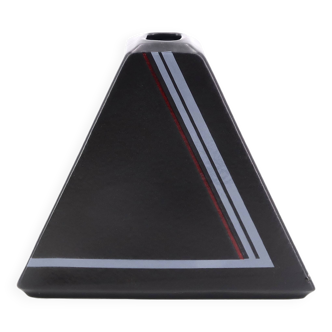 Black pyramid vase in Virebent porcelain, 1980s