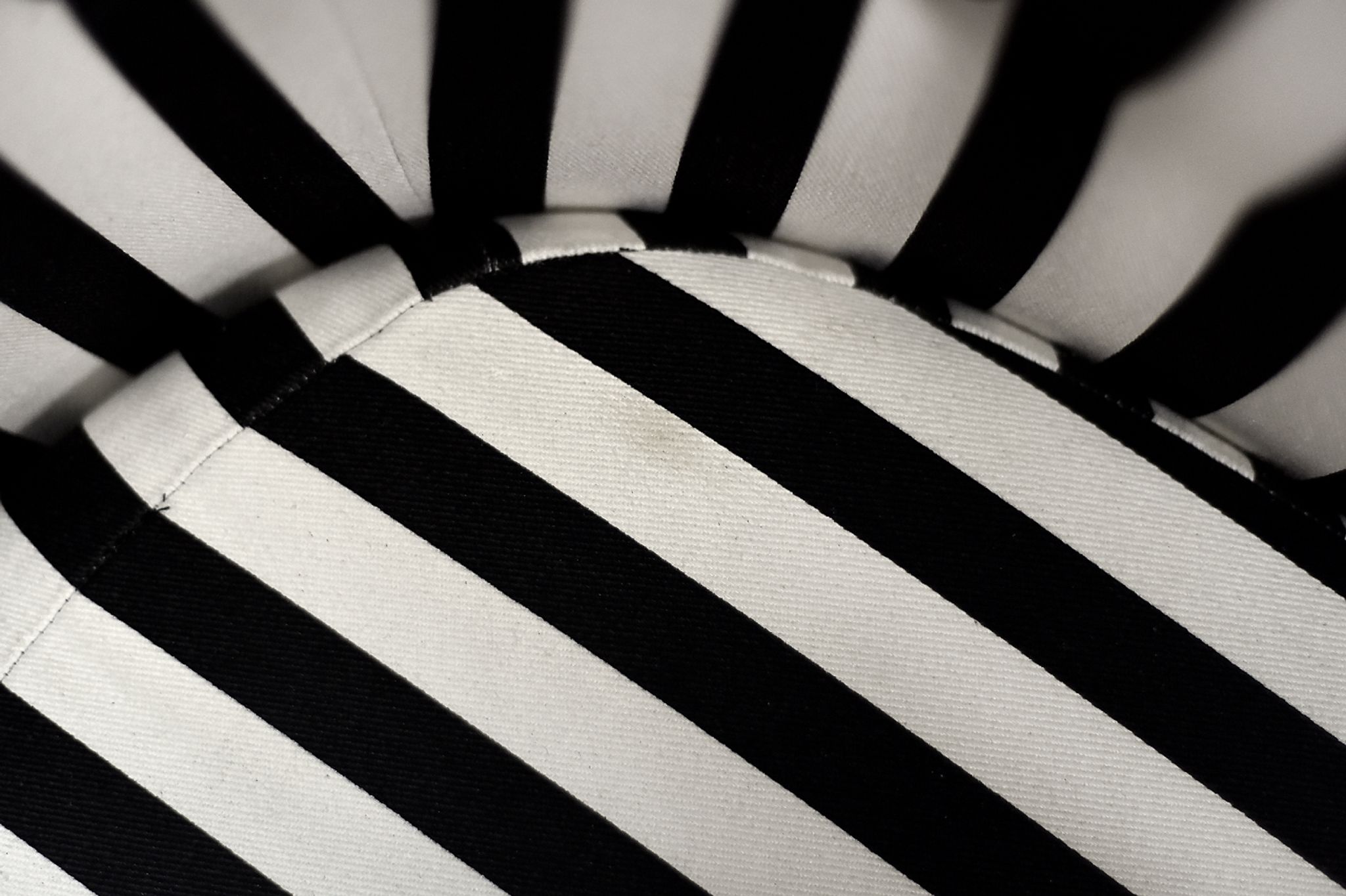 Mid-century modern Scandinavian rounded armchairs with black and white stripes, 1960s.