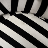 Mid-century modern Scandinavian rounded armchairs with black and white stripes, 1960s.