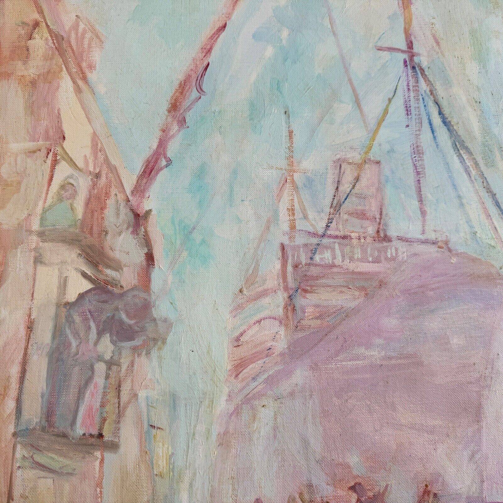 Oil on canvas representing the port of Nantes by J. Levy 20th century