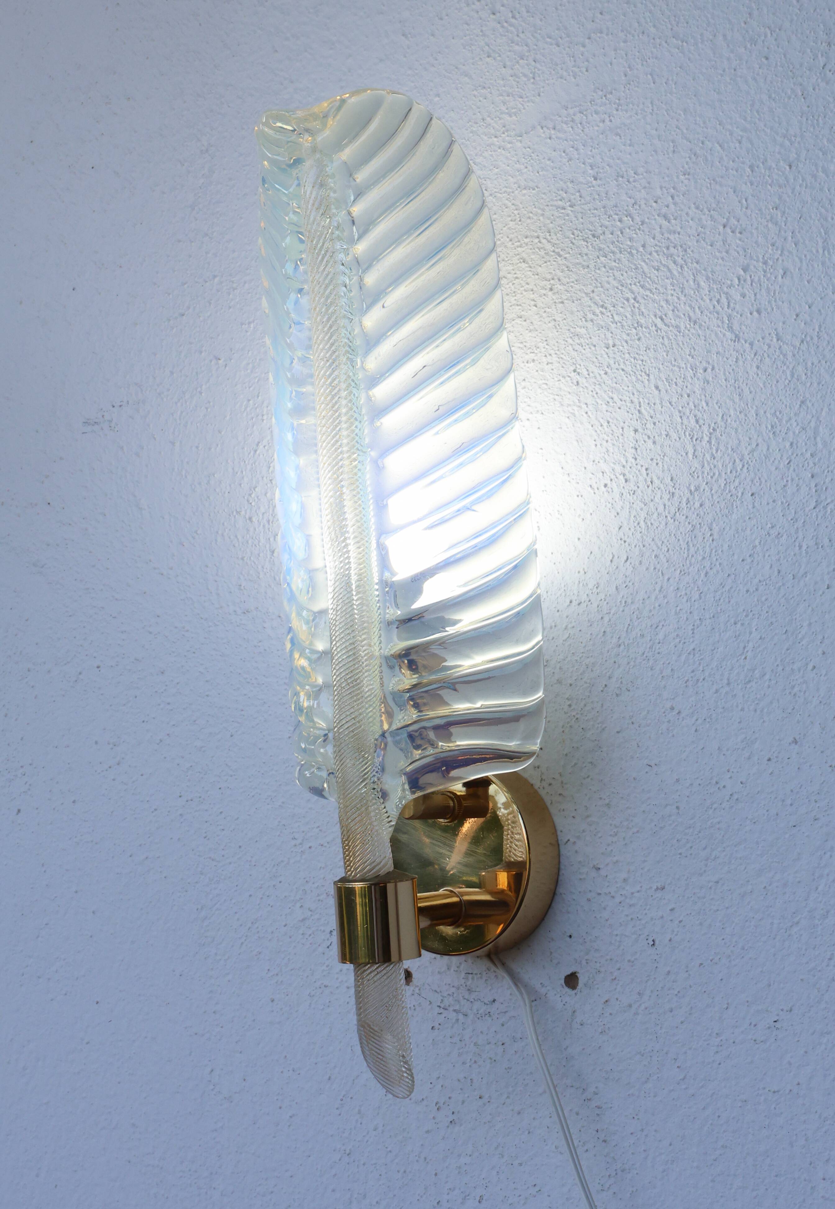 Rare Set of 2 Luxury Barovier e Toso Leaf Wall Light
