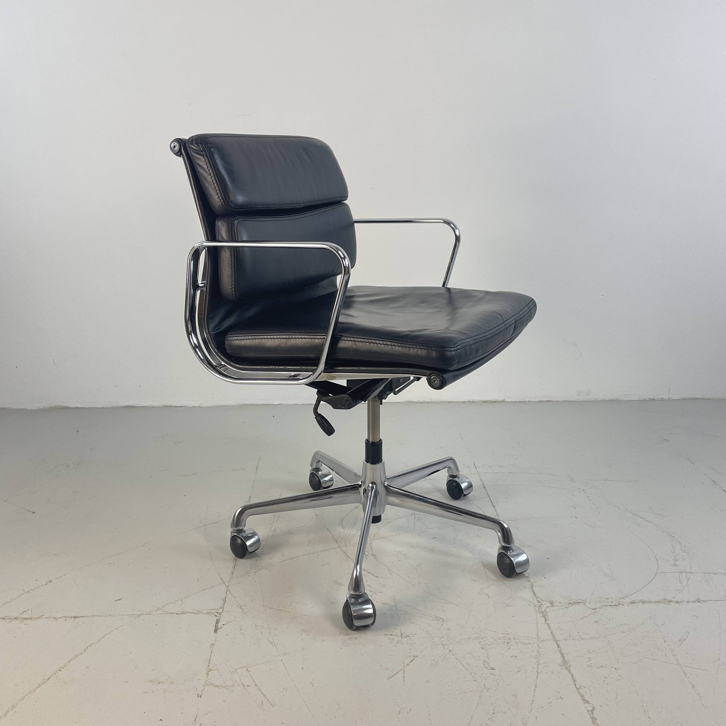 Eames ICF for Herman Miller black leather Soft Pad height adjustable Group chair