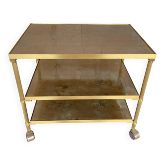 Vintage serving cart in glass and brass