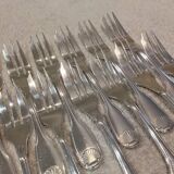 12 silver-plated metal cake forks by Christofle Vendôme 15.2