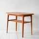 1960s Scandinavian oak coffee table with slatted shelf