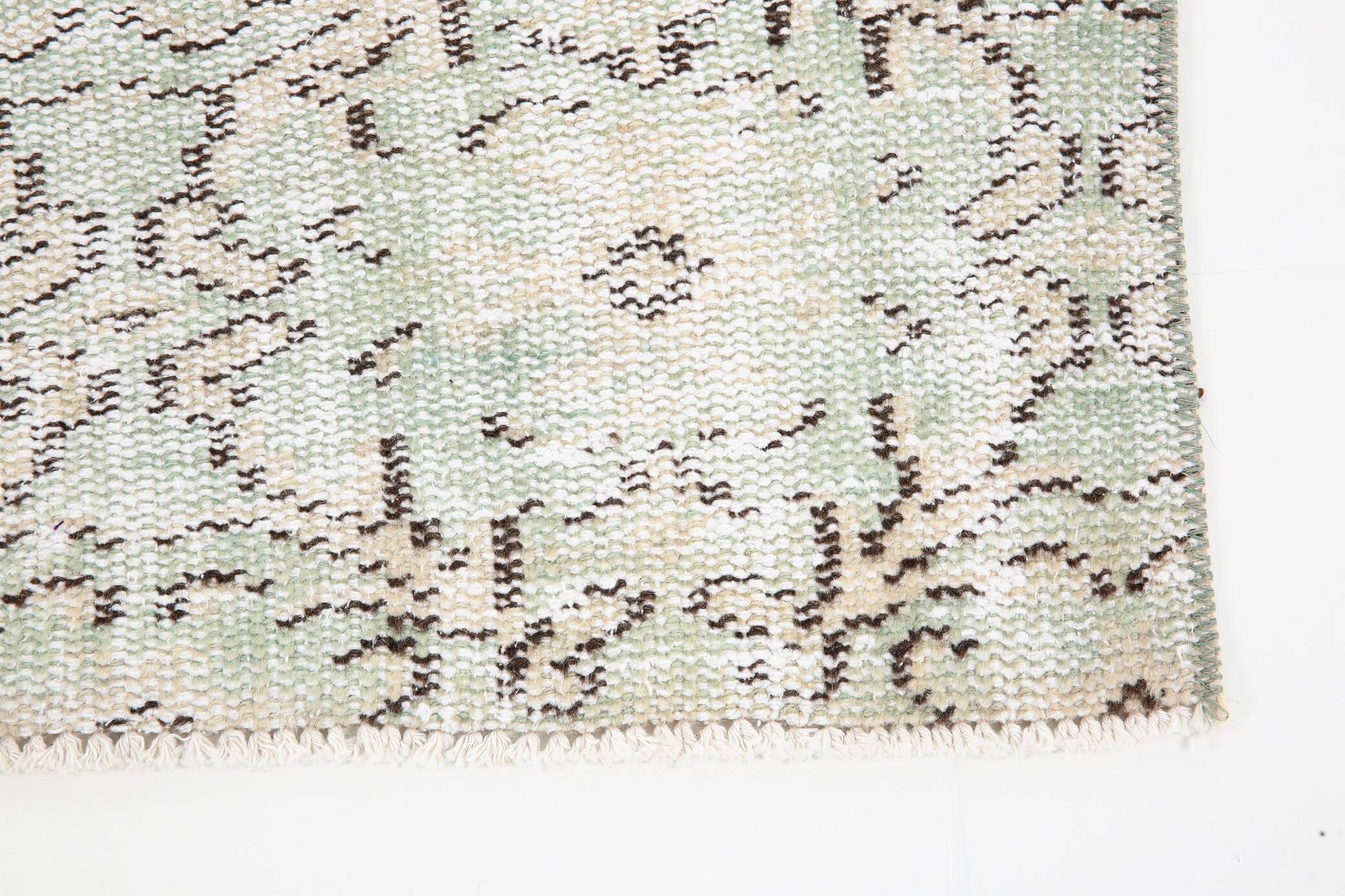 3x9 Shades Of Light Green & Black Vintage Runner Rug, 81x275Cm